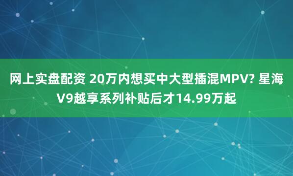 网上实盘配资 20万内想买中大型插混MPV? 星海V9越享系列补贴后才14.99万起